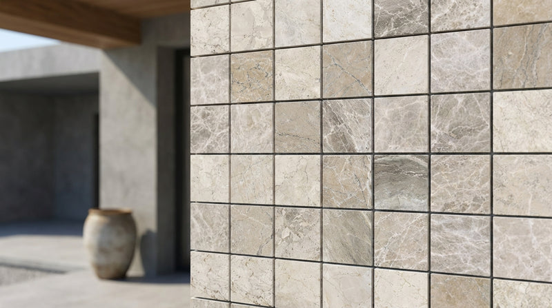 Atlantic Gray Marble 2x2 Tumbled Mosaic