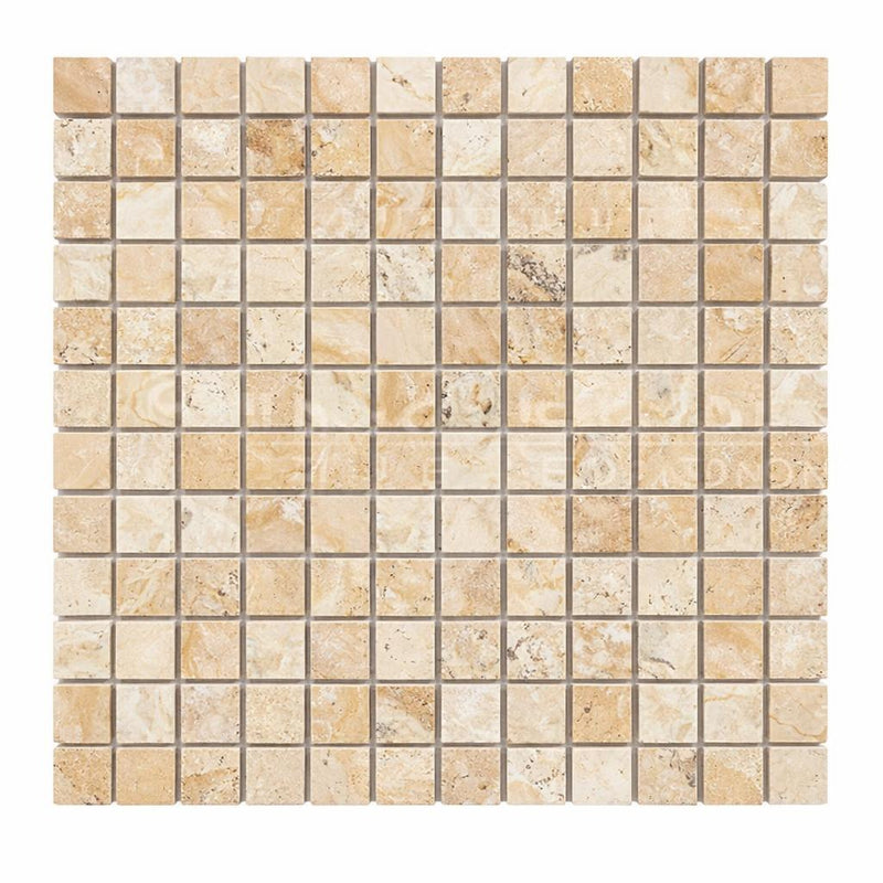 Philadelphia Travertine 1x1 Tumbled Travertine Mosaic