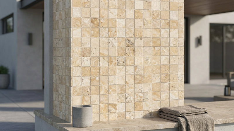 Philadelphia Travertine 1x1 Tumbled Travertine Mosaic