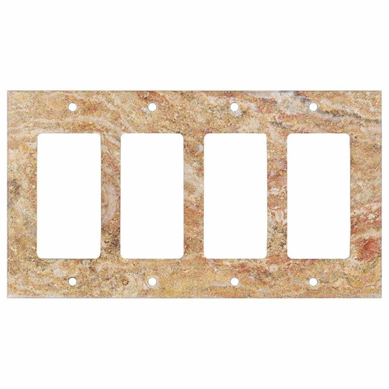 Scabos Travertine Switch Plate Covers 4-1/2x8 1/4 Honed Plate Cover 4-ROCKER