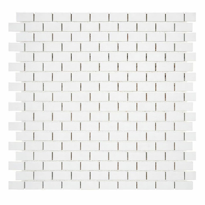 Thassos White (Greek) Marble 5/8x1 1/4 Honed Brick Joint Mosaic Mini-Brick Mosaic