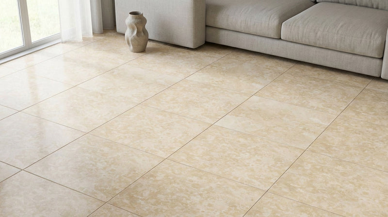 Ivory / Light Travertine 18x18 Cream Filled & Polished Tile