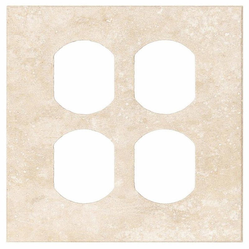Ivory / Light Travertine Switch Plate Covers 4-1/2x4 1/2 Cream Honed Plate Cover 2-DUPLEX