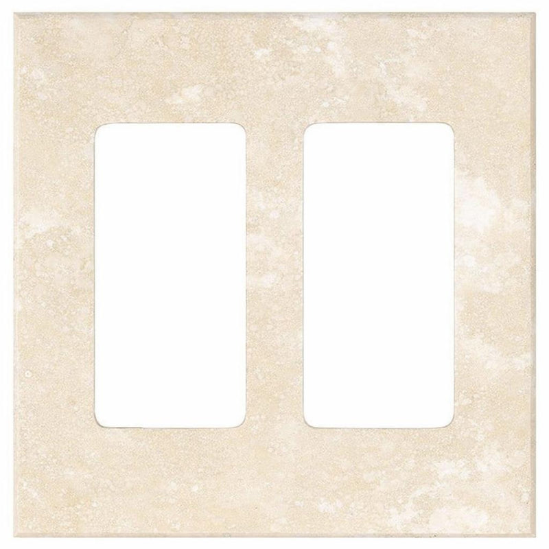 Ivory / Light Travertine Switch Plate Covers 4-1/2x4 1/2 Cream Honed Plate Cover 2-ROCKER