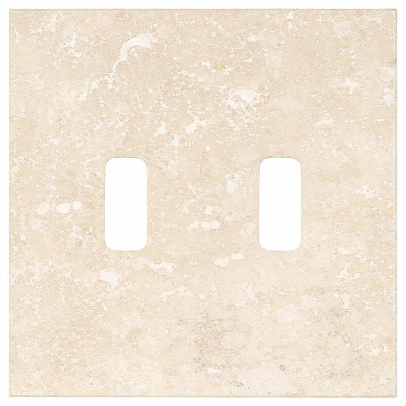 Ivory / Light Travertine Switch Plate Covers 4-1/2x4 1/2 Cream Honed Plate Cover 2-TOGGLE