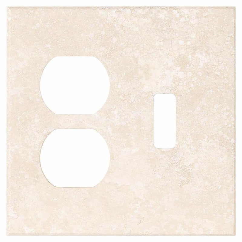 Ivory / Light Travertine Switch Plate Covers 4-1/2x4 1/2 Cream Honed Plate Cover TOGGLE - DUPLEX