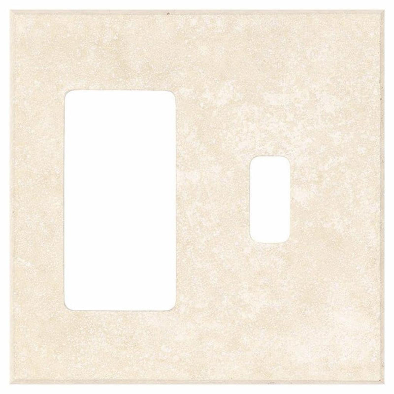 Ivory / Light Travertine Switch Plate Covers 4-1/2x4 1/2 Cream Honed Plate Cover TOGGLE - ROCKER