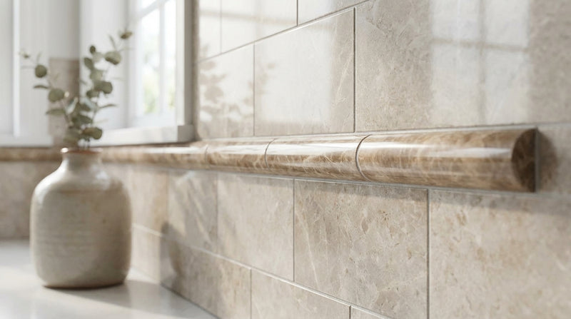 Emperador Light Marble 1/2x12 Polished Tile Pencil Liner