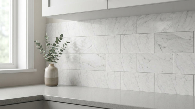 Oriental White (Asian Statuary) Marble 3x6 Honed Tile