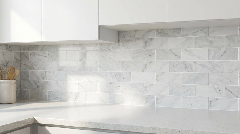 Oriental White (Asian Statuary) Oriental White Marble 3x6 Polished / Honed Tile