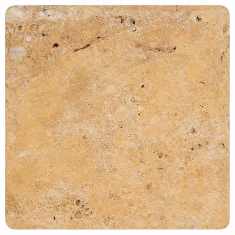 Gold / Yellow Gold Travertine 4x4 Tumbled Travertine Tile