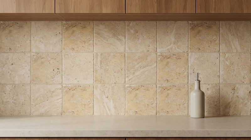 Gold / Yellow Gold Travertine 4x4 Tumbled Travertine Tile