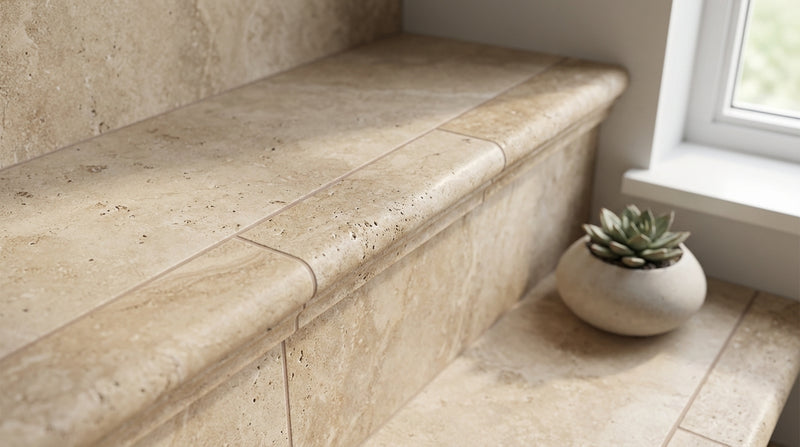 Noce (Antalya) Travertine 2x3 Honed Travertine Tile Corner-Ogee (Stair-tread) Trim