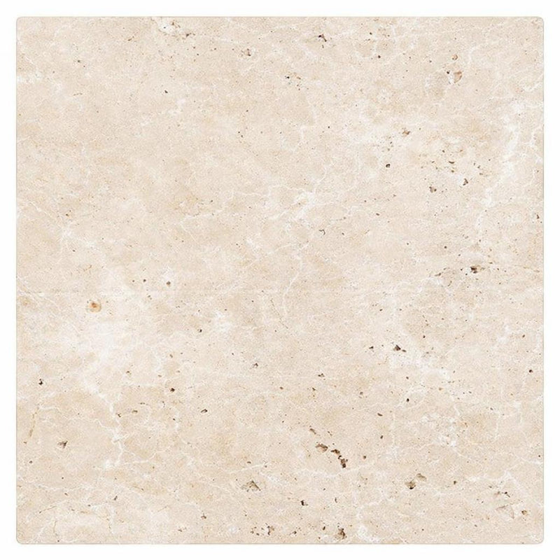 Ivory / Light Travertine 24x24 Cream Tumbled Tile
