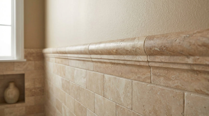 Noce (Antalya) Travertine 2-1/2x12 Honed Travertine Tile OG-2 (Double-step Chair Rail Trim)
