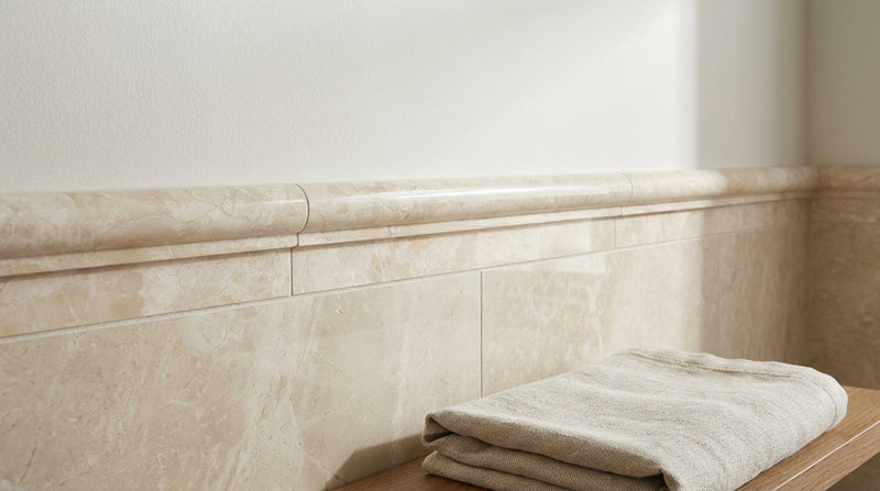 Diano Royal (Queen Beige) Diano Royal Marble 2x12 Polished / Honed Tile OG-1 (Single-step Chair Rail Trim)