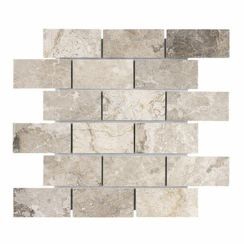 Atlantic Gray Marble 2x4 Tumbled Mosaic