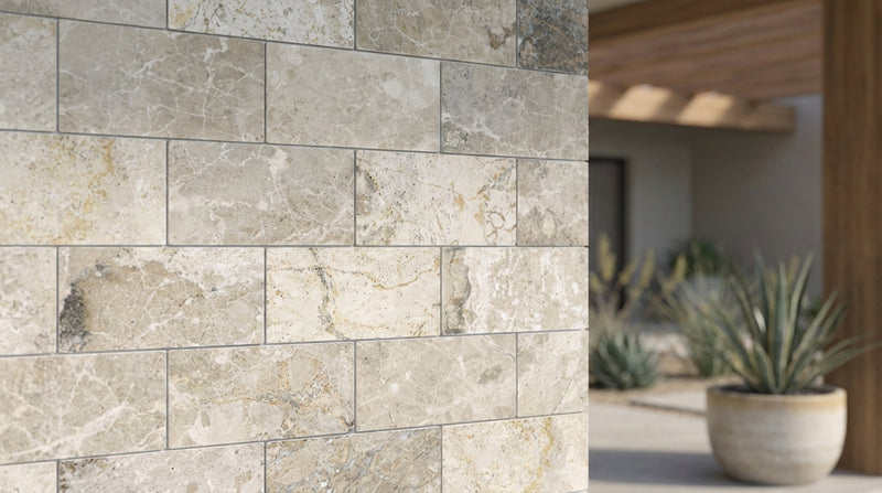 Atlantic Gray Marble 2x4 Tumbled Mosaic