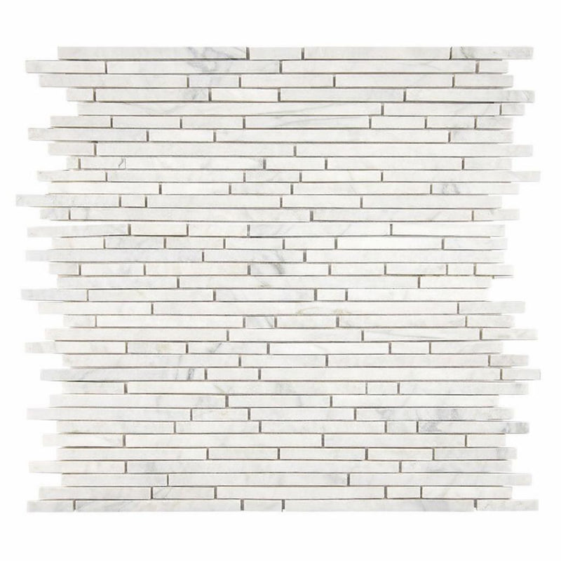 Carrara White (Italian) Marble Honed Bamboo Sticks Mosaic Bamboo Sticks (Single-Color: Carrara) Mosaic