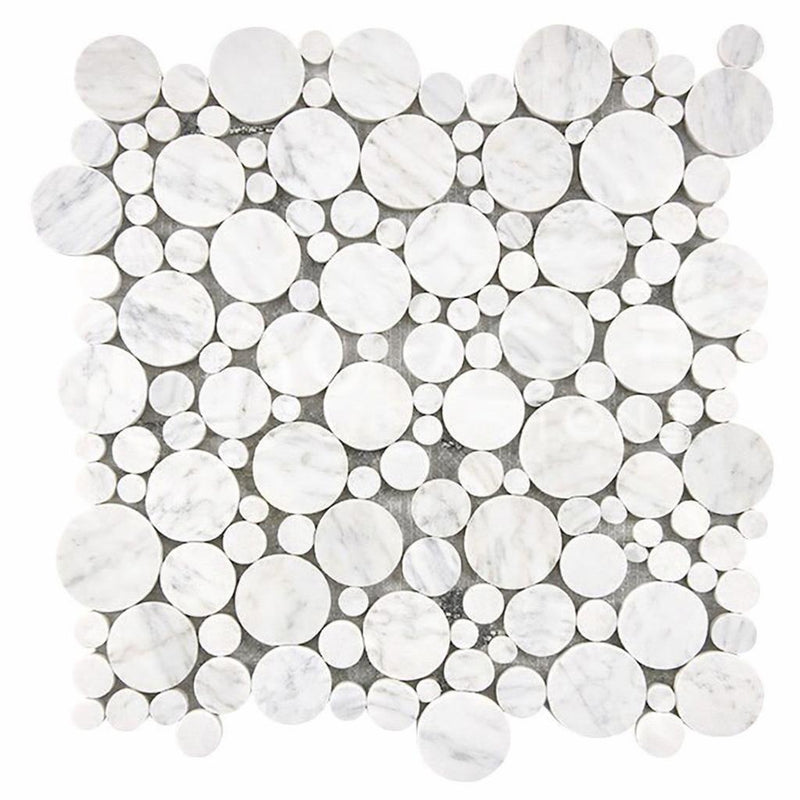 Carrara White (Italian) Marble Honed Bubbles Mosaic