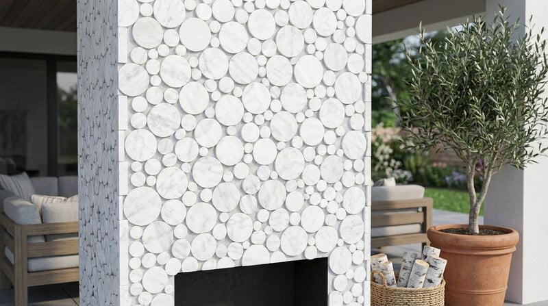 Carrara White (Italian) Marble Honed Bubbles Mosaic