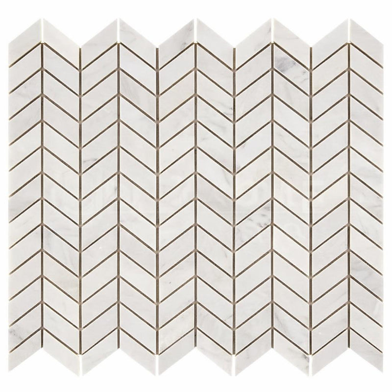 Carrara White (Italian) Marble Honed Chevron Mosaic Chevron (MINI)