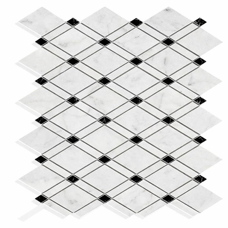 Carrara White (Italian) Carrara White Marble Polished / Honed Mosaic Lattice (Thassos + Carrara White + Black)