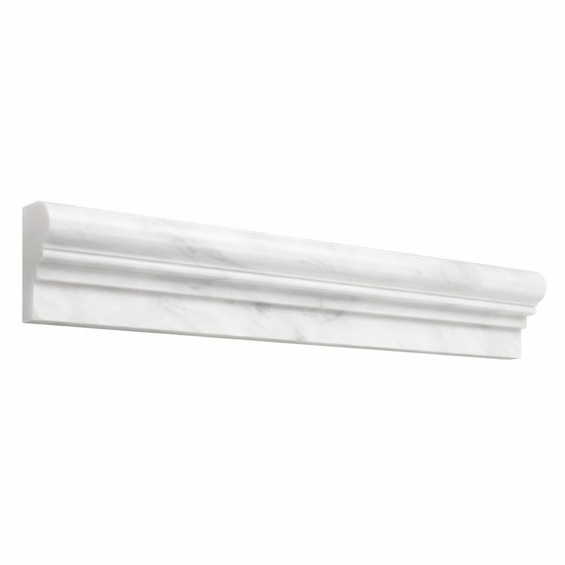 Oriental White (Asian Statuary) Oriental White Marble 2x12 Polished / Honed Tile OG-1 (Single-step Chair Rail Trim)