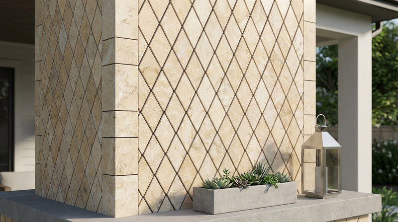 Philadelphia Travertine 1x2 Tumbled Travertine Diamond / Rhomboid Mosaic