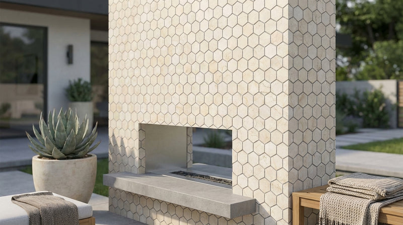 Crema Marfil (Spanish) Marble 1x1 Cream Honed Hexagon Mosaic