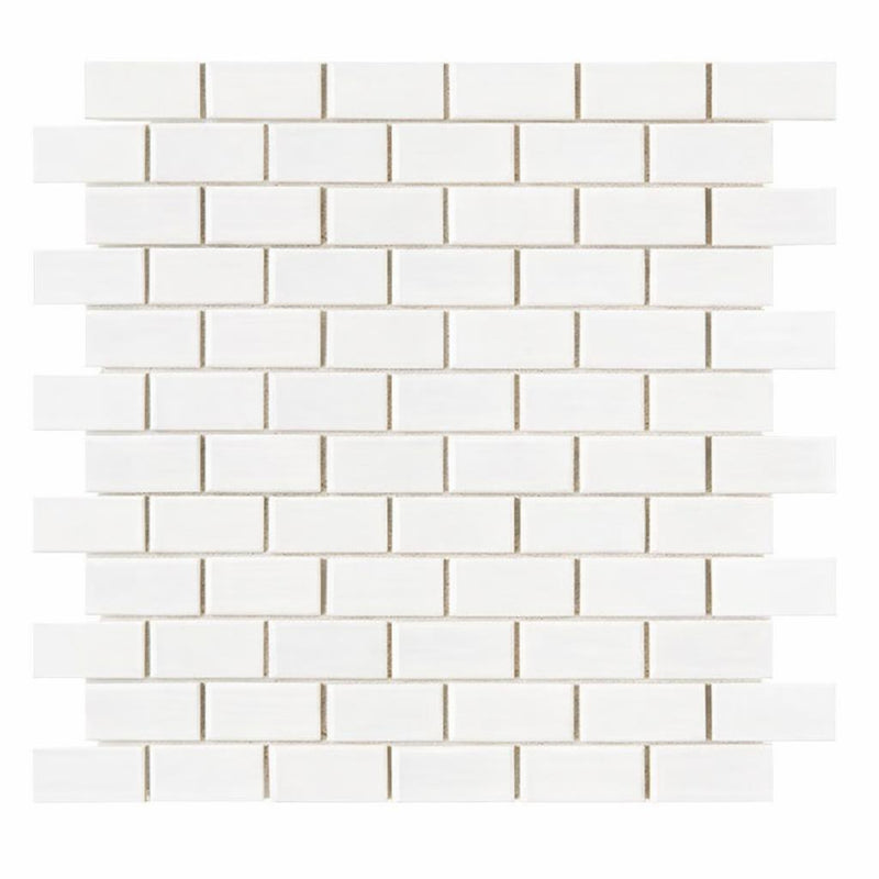 Bianco Dolomiti (White Dolomite) 1x2 Honed Brick Joint Mosaic Brick Mosaic