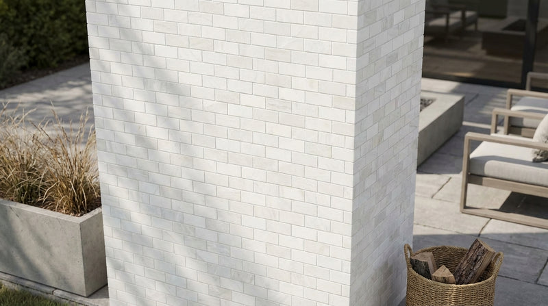Bianco Dolomiti (White Dolomite) 1x2 Honed Brick Joint Mosaic Brick Mosaic