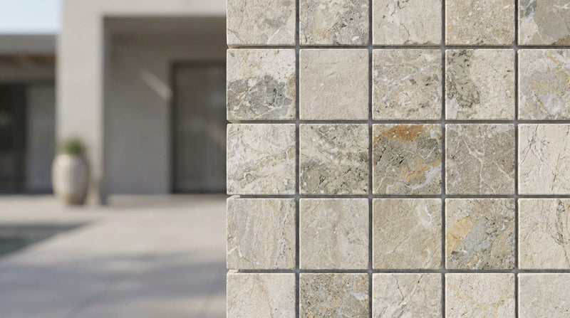Atlantic Gray Marble 1x1 Tumbled Mosaic