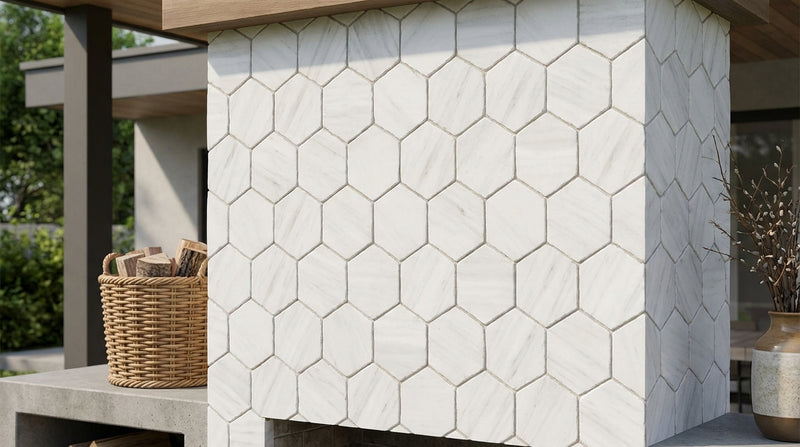 Bianco Dolomiti (White Dolomite) 4x4 Honed Hexagon Mosaic