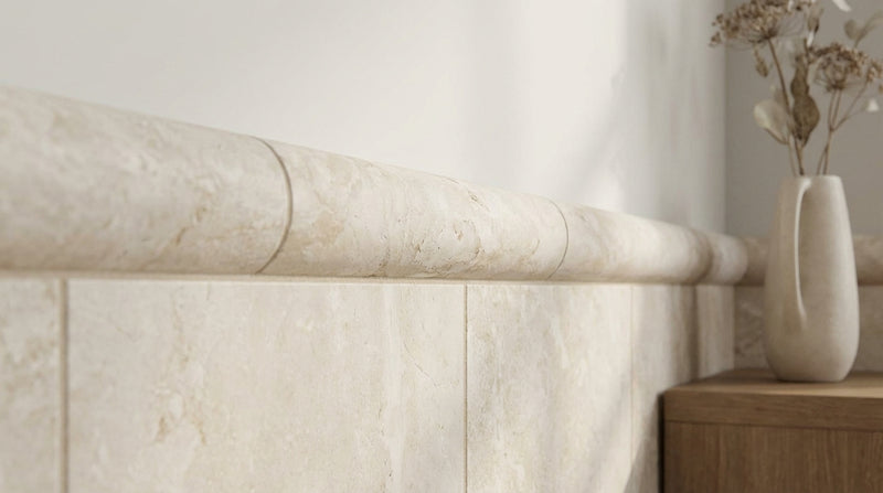 Durango / Paredon (Mexican) - Cross Cut Durango Travertine 3/4x12 Honed Travertine Tile Bullnose Liner