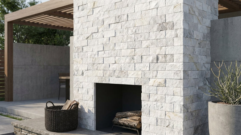 Carrara White (Italian) Marble 2x4 Split-faced Brick Joint Mosaic Brick Mosaic
