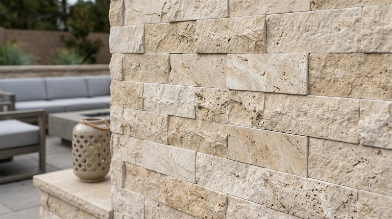Ivory / Light Travertine Cream Split-faced Ledger Panel