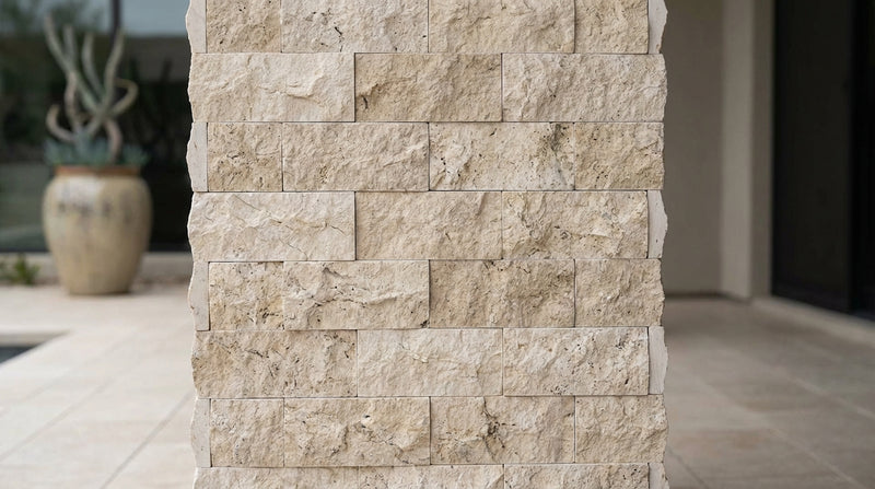 Ivory / Light Travertine Cream Split-faced Ledger Panel