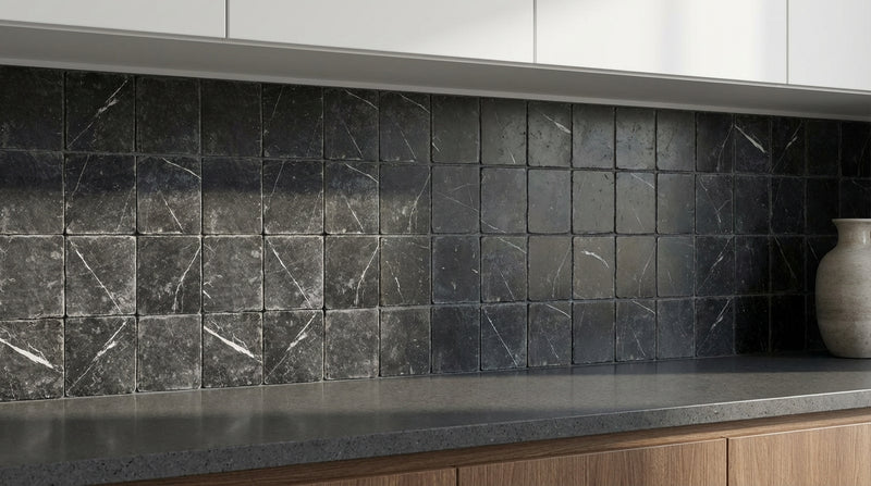 Nero Marquina (Black) Nero Marquina Marble 4x4 Tumbled Tile