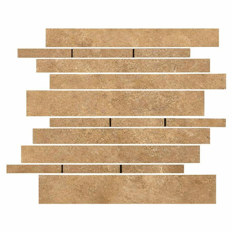 Noce (Antalya) Travertine Honed Travertine Random Strip Mosaic