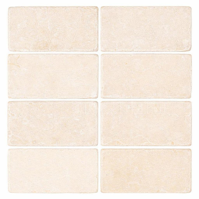 Crema Marfil (Spanish) Crema Marfil Marble 3x6 Cream Tumbled Tile
