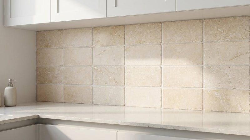 Crema Marfil (Spanish) Crema Marfil Marble 3x6 Cream Tumbled Tile