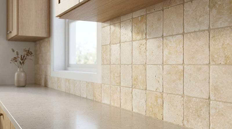 Durango / Paredon (Mexican) - Cross Cut Durango Travertine 8x8 Tumbled Travertine Tile