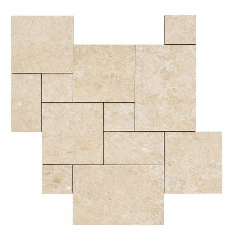 Cappuccino Marble Versailles Pattern Brushed & Chiseled Tile