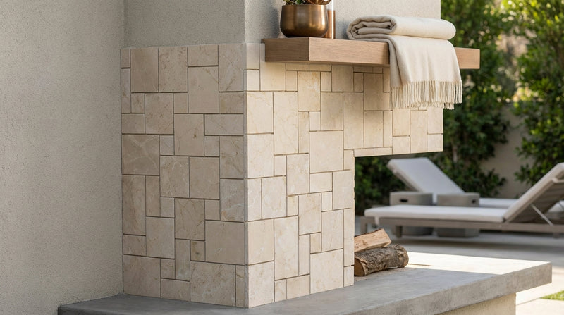Crema Marfil (Spanish) Marble Cream Honed Mosaic Mini-Versailles Pattern