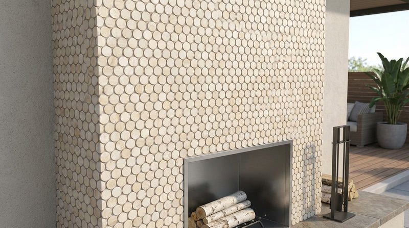 Crema Marfil (Spanish) Marble Cream Honed Penny-Round Mosaic