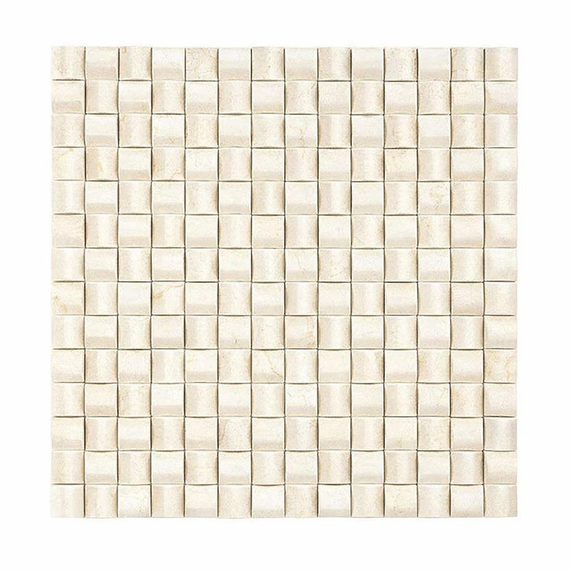 Crema Marfil (Spanish) Marble Cream Honed 3-D Small-Bread Mosaic