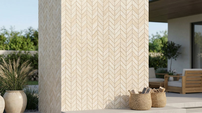 Crema Marfil (Spanish) Marble Cream Honed Chevron Mosaic Chevron (Mini)