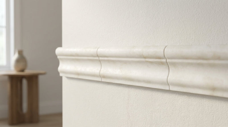 Calacatta Oliva Marble 2x12 Polished / Honed Tile OG-1 (Single-step Chair Rail Trim)