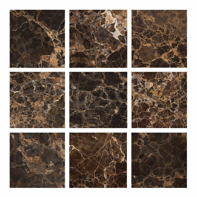 Emperador Dark (Spanish) Emperador Dark Marble 4x4 Polished Tile